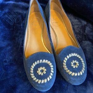 Jack Rogers Rebecca blue suede round toe ballerina flats. 8